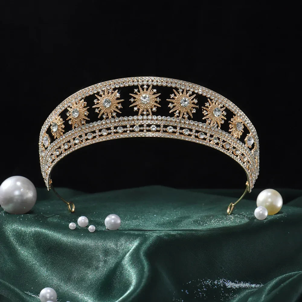 Baroque Queen Crown For Women Bridal Tiaras Crowns For Birthday Party 16 Years Diadem Wedding Hair Jewelry Headpiece Accessories as picture