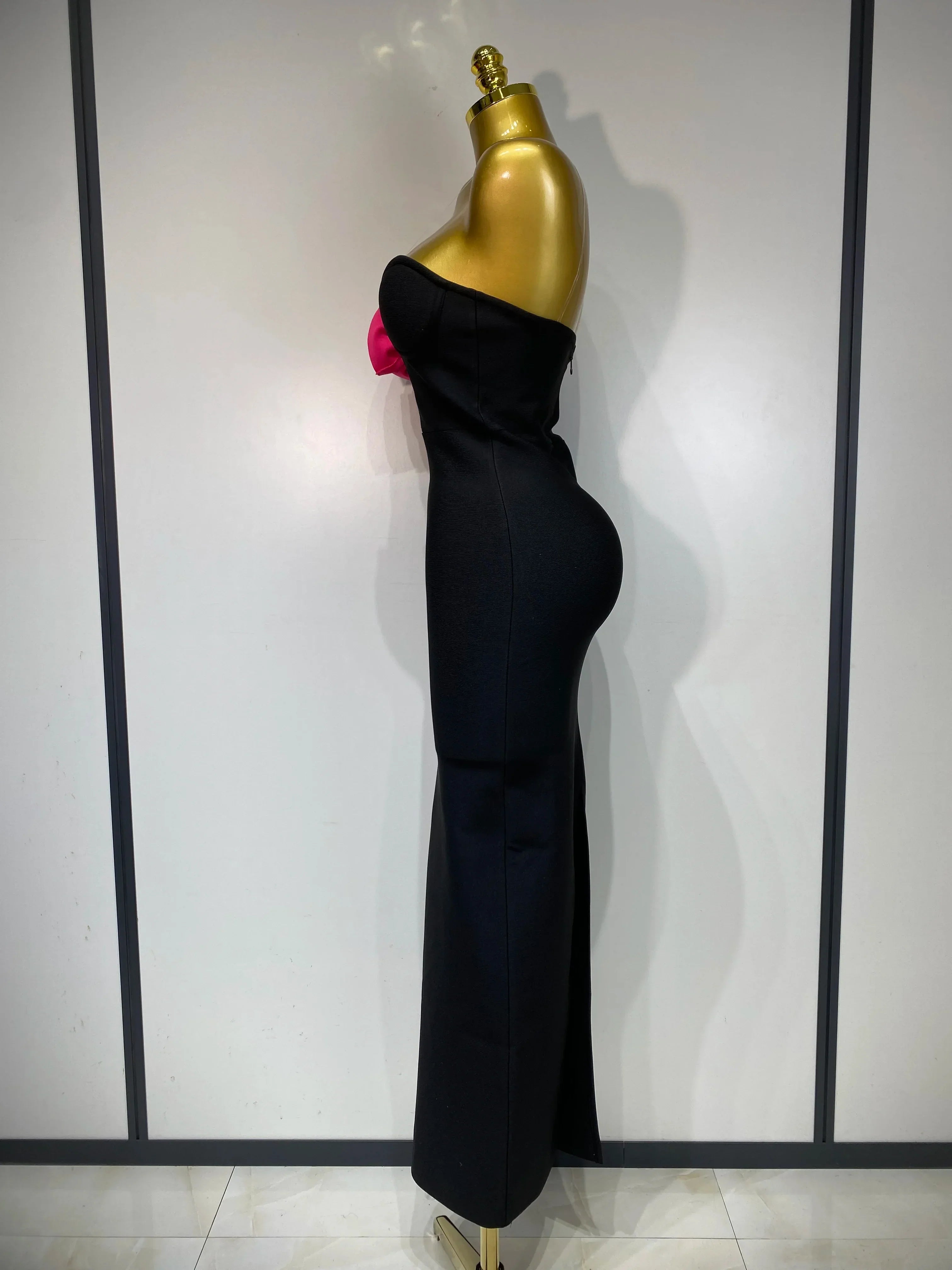 Women Sexy Strapless Backless Flower Patchwork Maxi Long Bandage Dress Elegant Evening Club Luxury Birthday Party Dresses