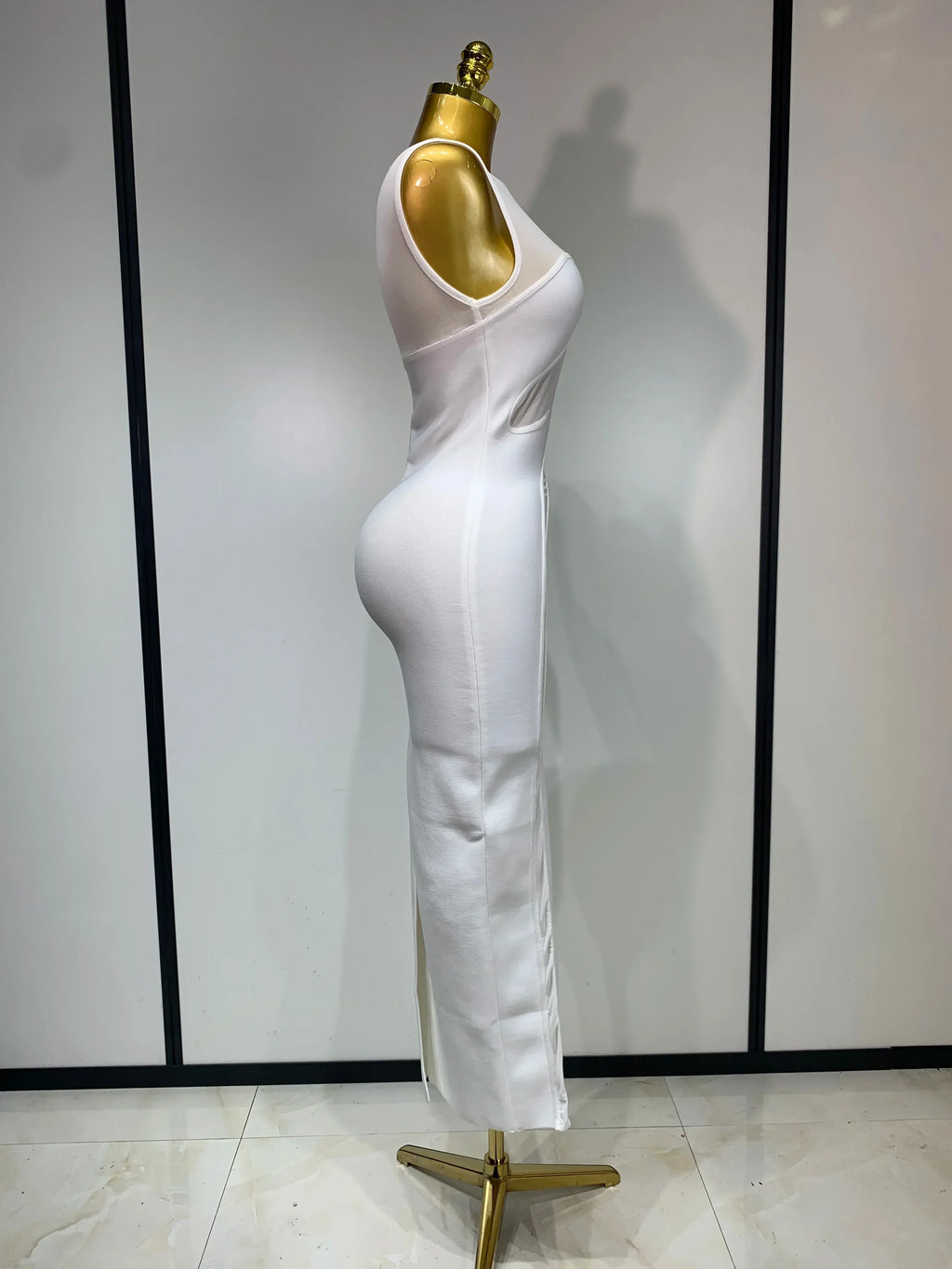 Sexy O Neck Mesh Bodycon Bandage Dress Evening Party Gown  Celebrity Elegant Luxury Birthday Club Dresses