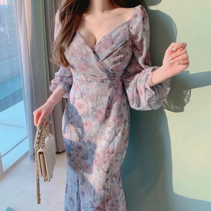 Sannian Women Spring Elegant Vneck Dress