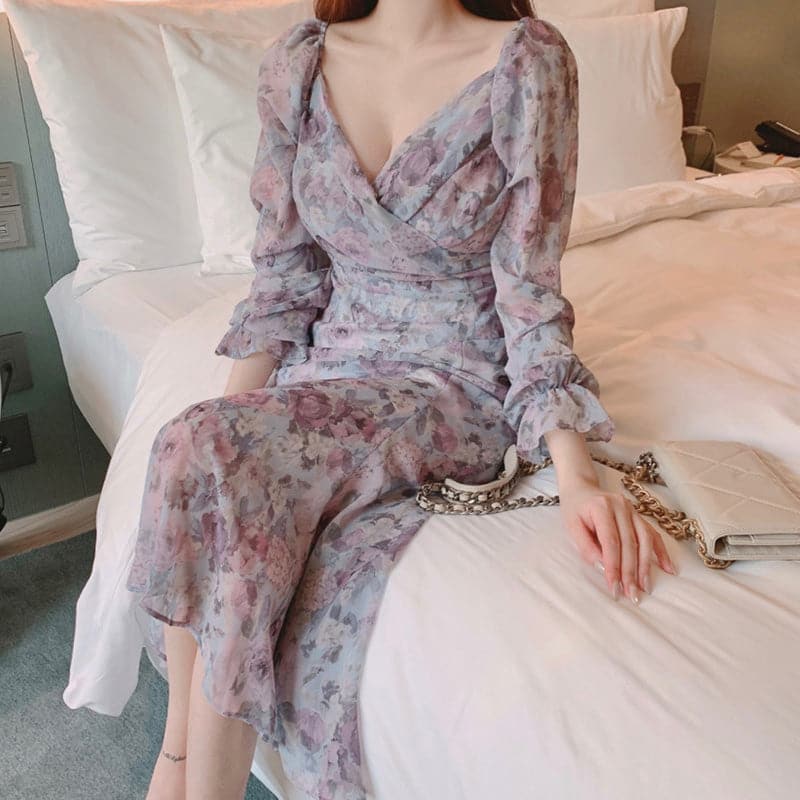 Sannian Women Spring Elegant Vneck Dress