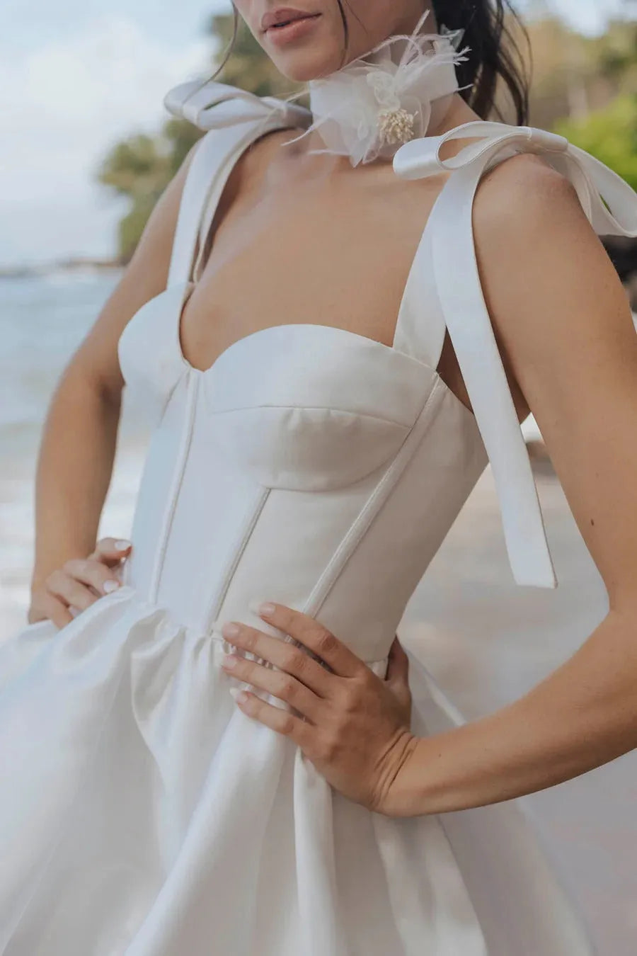 Princess Strapless with Ruffles Wedding Dress Satin Bow Court Simple Bridal Gown Vestido De Novia Train Dress