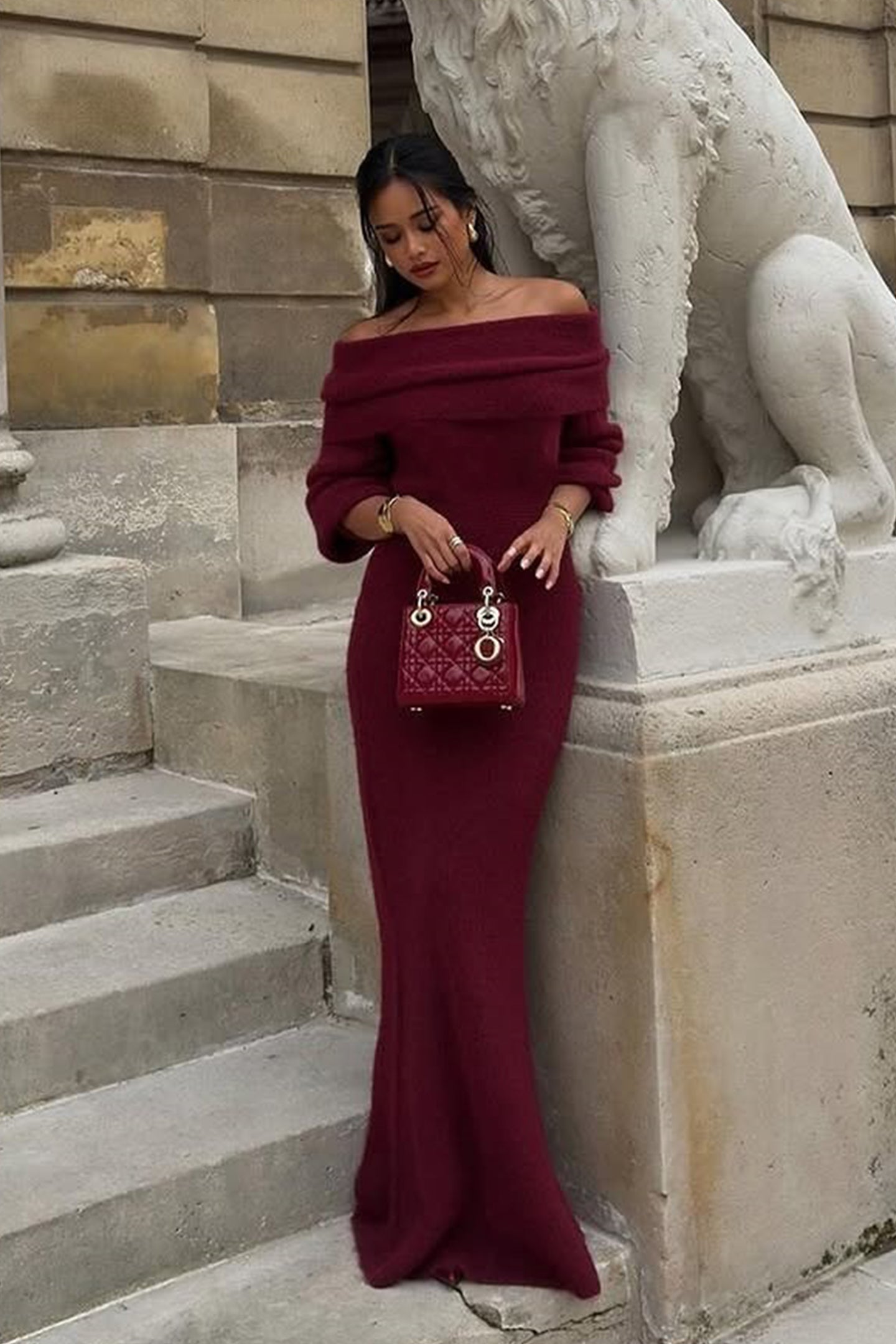 Marguerite Off Shoulder Maxi Knit Dress Set