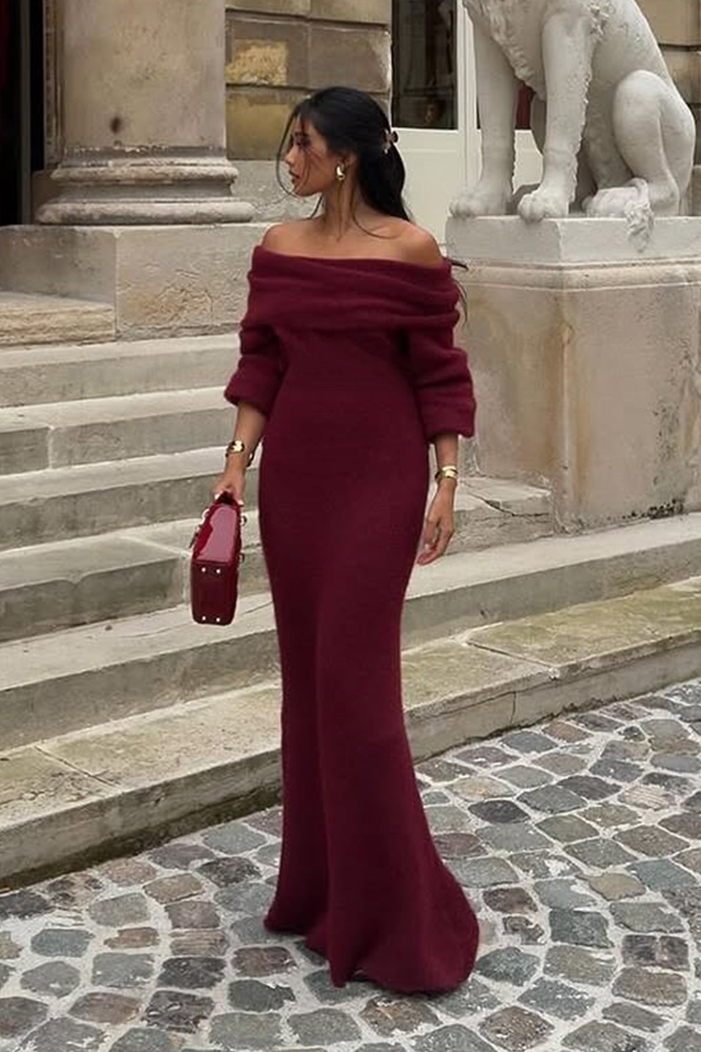 Marguerite Off Shoulder Maxi Knit Dress Set