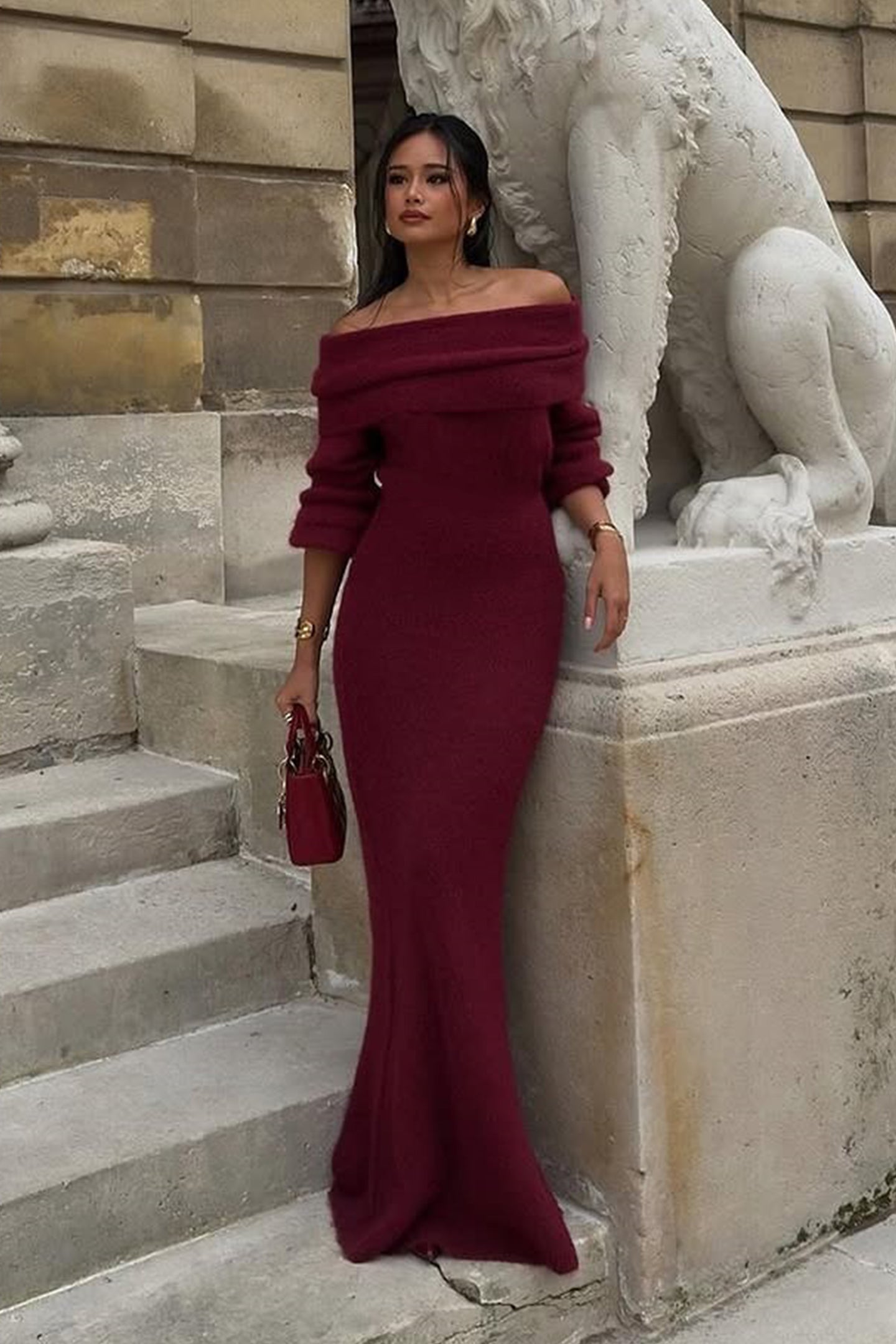 Marguerite Off Shoulder Maxi Knit Dress Set