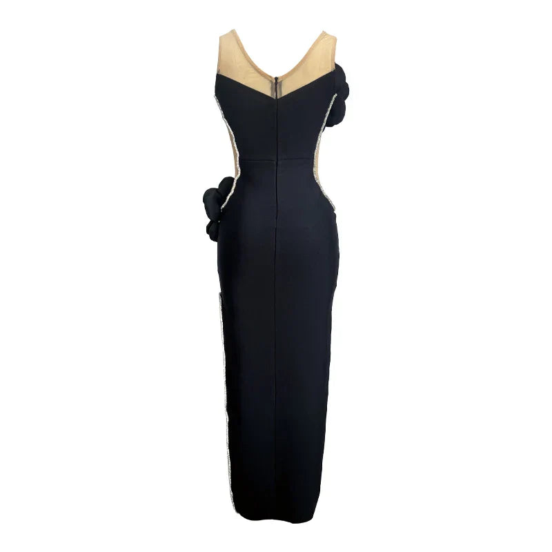 Arrival Women Sleeveless Sexy Big Florals Bodycon Bandage Long Dress Celebrate Nightclub Party Evening Cocktail Dress