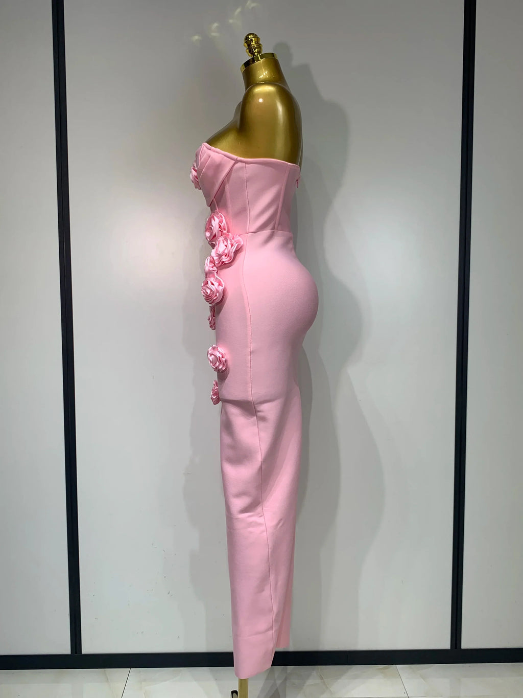 Women Celebrity Sexy Strapless Backless Flower Maxi Long Bodycon Bandage Dress Elegant Birthday Evening Club Party Dresses