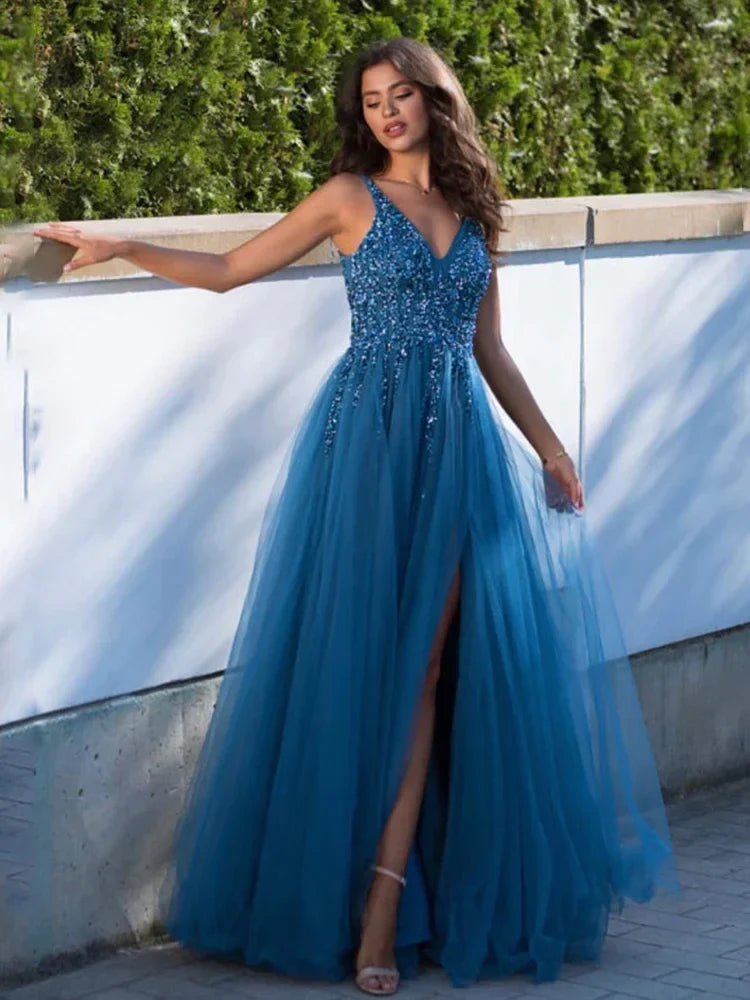 Formal Dresses Women Evening Dress Dresses for Women Party Wedding Evening Gown Luxury Woman Prom Dreeses Long Customized Blue