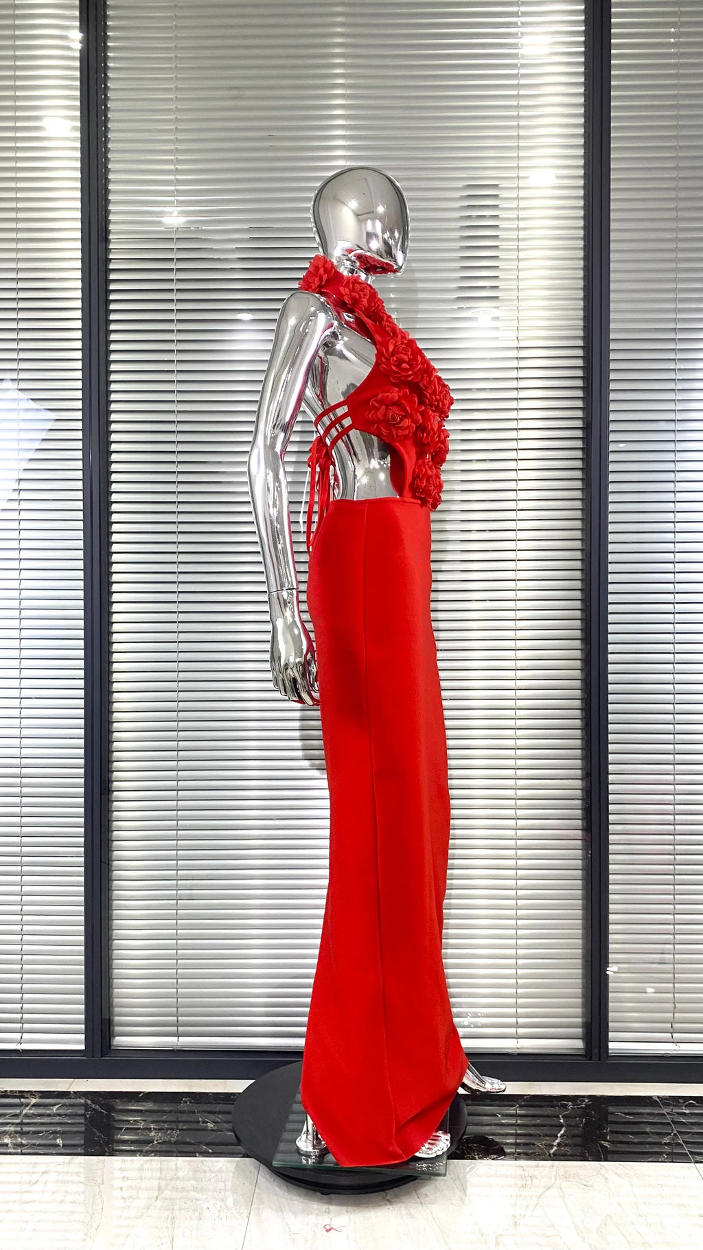 Red Color Women Sexy Halter Florals Backless Off the Shoulder Bodycon Long Dress Celebrate Nightclub Party Birthday Outfit
