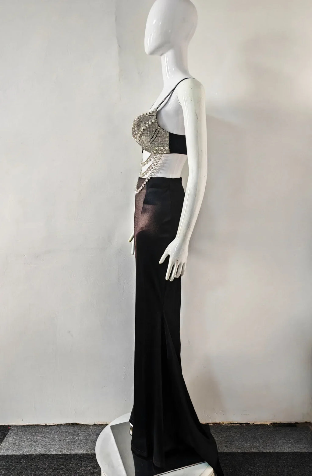 New Summer Women Sexy Shinning Crystal Tops 2 Pieces Bodycon Long Dress Elegant Evening Birthday Party Cocktail Outfit