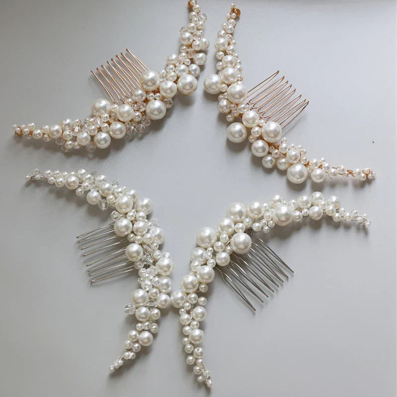 Pearl Beads Hair Comb Pin Clip For Brides Party Dinner Dress Long Hairpins Head Piece Wedding Accessories Bridal Hair Jewelry