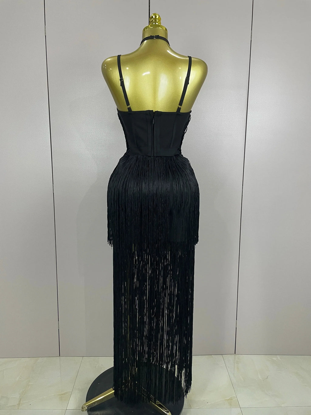 Sexy Backless Green Tassel Ankle Bodycon Bandage Dress  Women Celebrity Elegant Evening Club Luxury Birthday Party Outfit