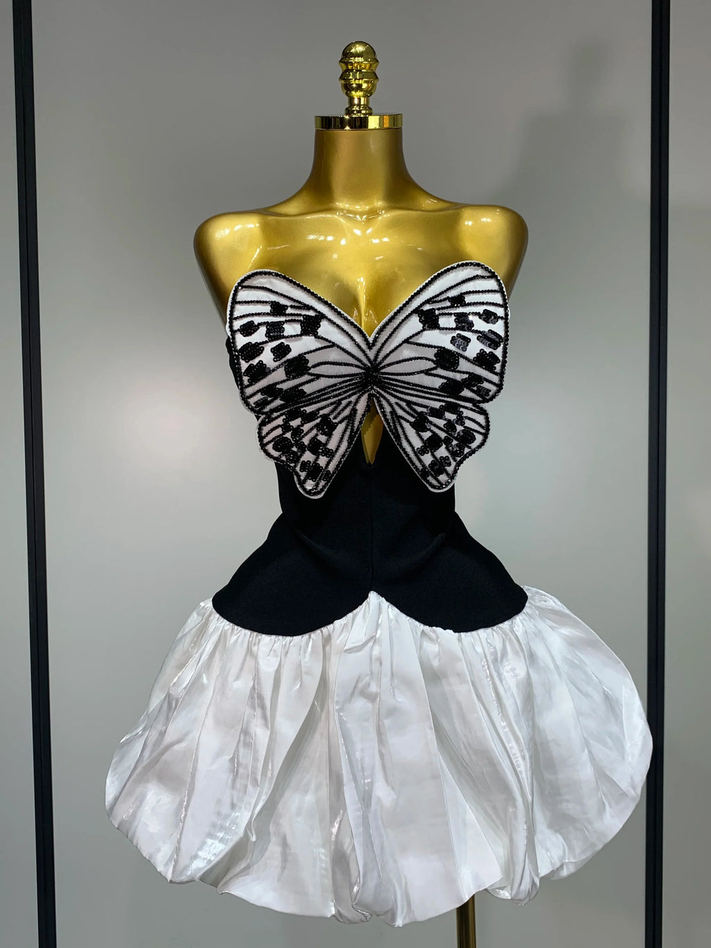 Elegant Evening Party Bandage Dress Sexy Backless Butterfly Sequin Designer Women Luxury Birthday Celebrity Fashion Show Dresses black