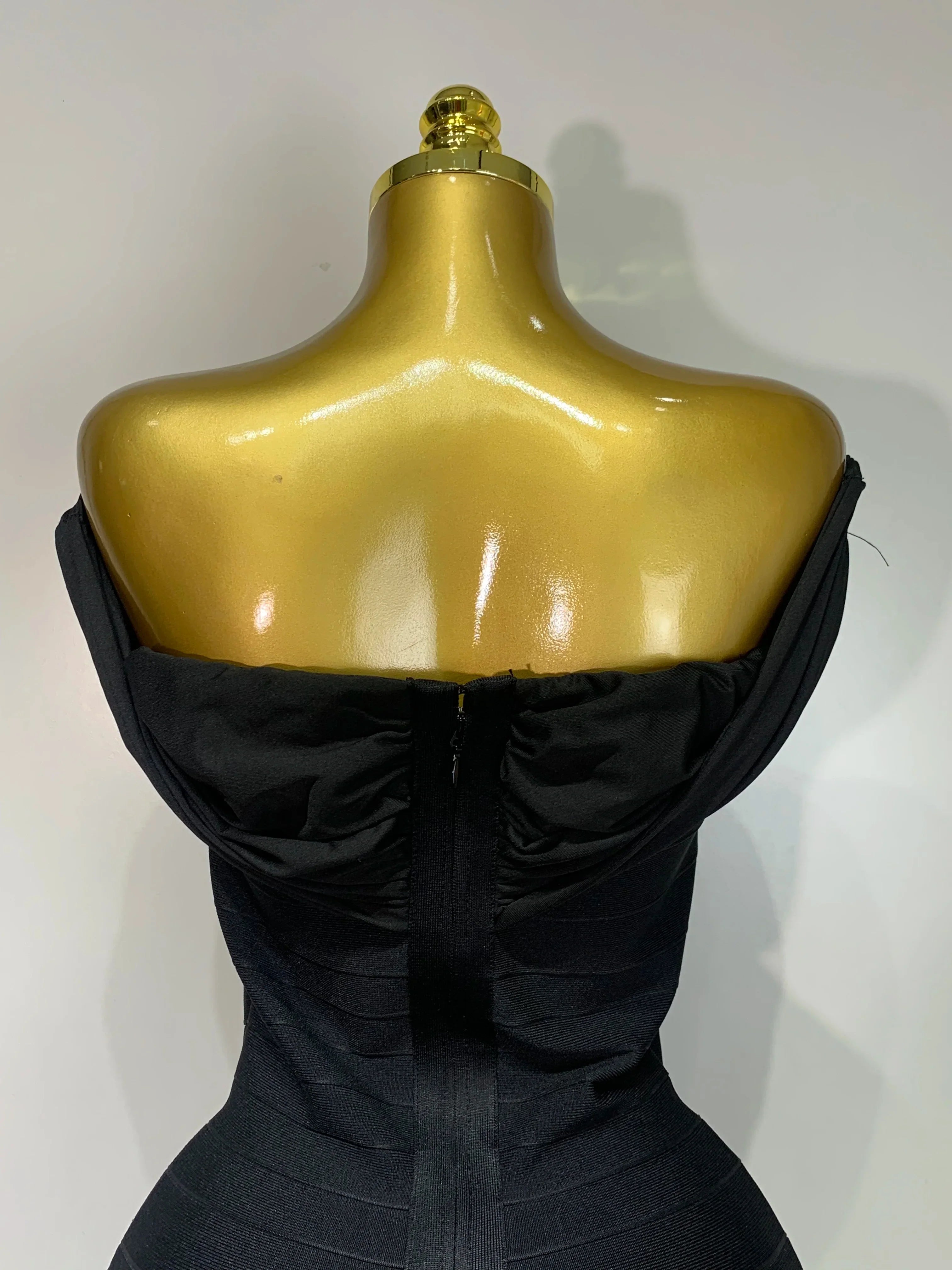 Fashion Sexy Strapless Black Off-shoulder Mini Bodycon Bandade Dress Celebrity Cocktail Party  Luxury Birthday Club Dresses