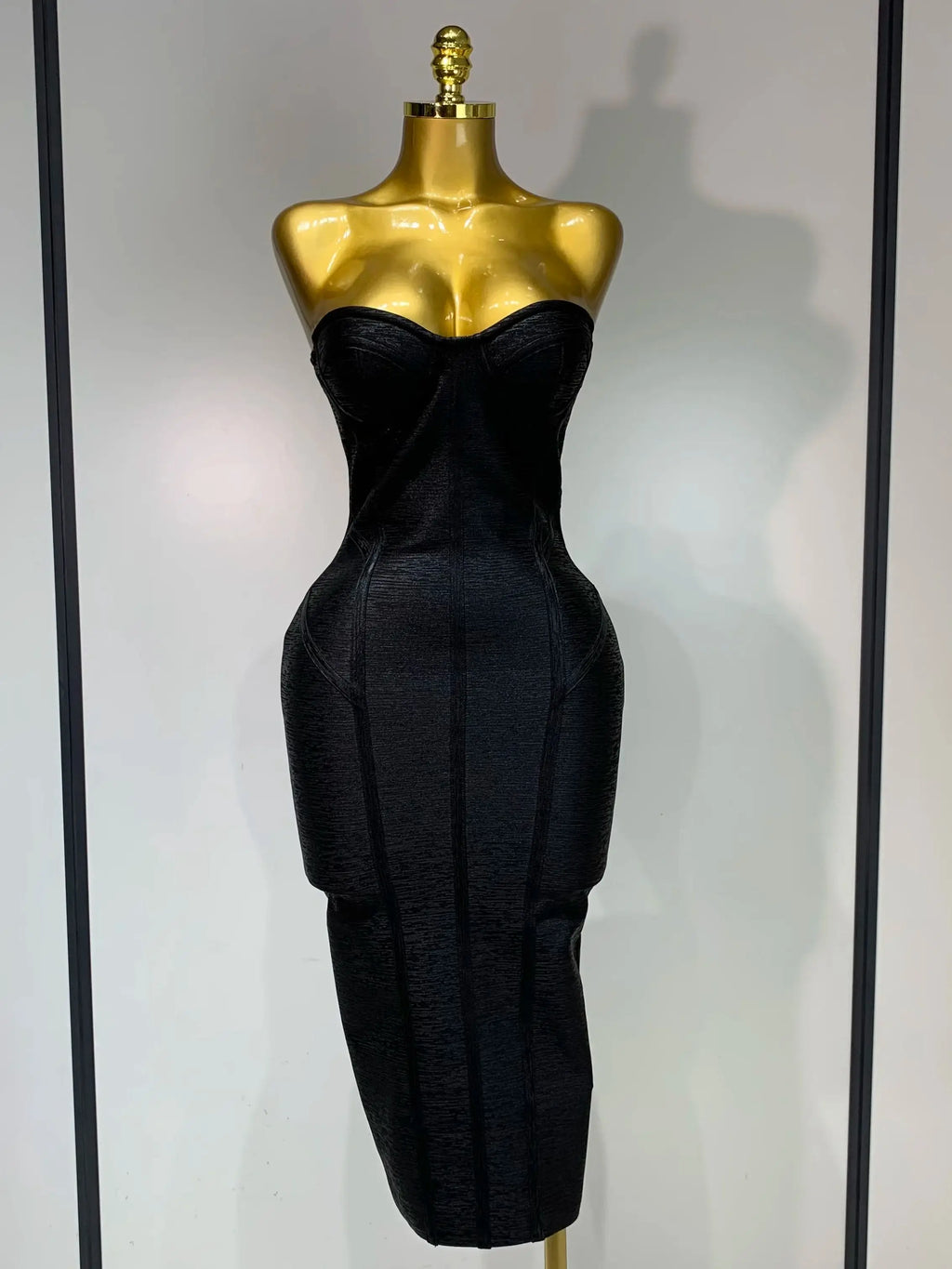 Women Sexy Gold Strapless Bodycon Bandage Dress Fashion Celebrate Evening Party Luxury Birthday Wedding Guest Dress black