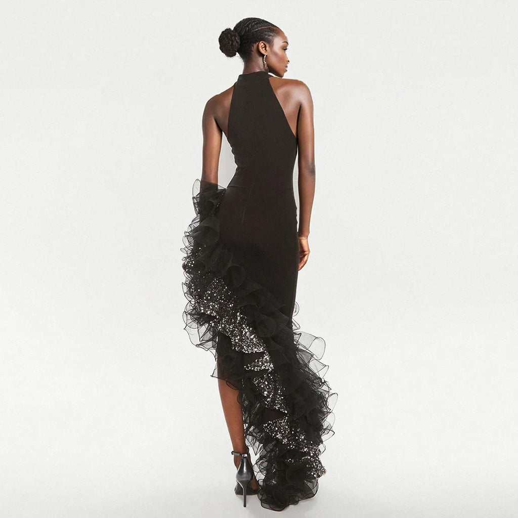 Women Sexy Off the Shoulder Bodycon Long Bandage Ruffles Dress Celebrate Evening Party Birthday Outfit