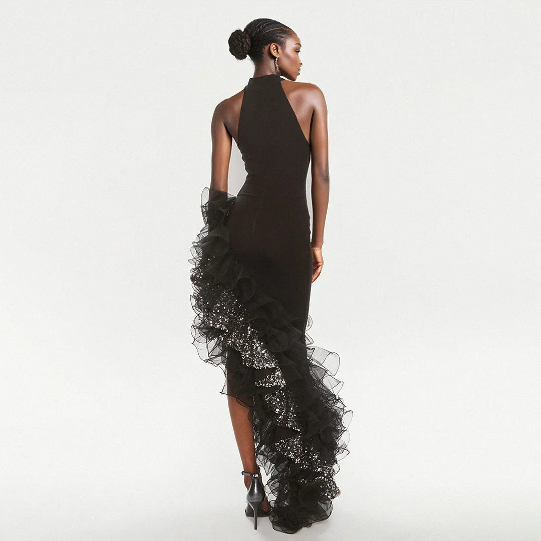 Women Sexy Off the Shoulder Bodycon Long Bandage Ruffles Dress Celebrate Evening Party Birthday Outfit