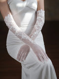 Lace Short Long Bridal Gloves Flower Wristband Wedding Glove For Women Girl Party Evening Dress Jewelry Brides Accessories a