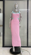 Arrival Pink Color Sleeveless Spaghetti Strap Long Bandage Dress Graceful Woman Evening Party Dress Dinner Party Vestido Pink