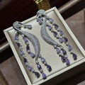 Luxury Purple Zircon Bridal Earrings CZ Cubic Zirconia Wedding Earring For Women Brides Accessories Dinner Party Dress Jewelry A