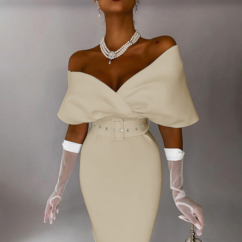 OffShoulder Elegant Party Ladies Vintage Evening Formal Midi Dress