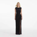 Black Color Women Sexy Sleeveless O-Neck Velvet Bodycon Long Maxi Dress Elegant Evening Party Cocktail Dress black