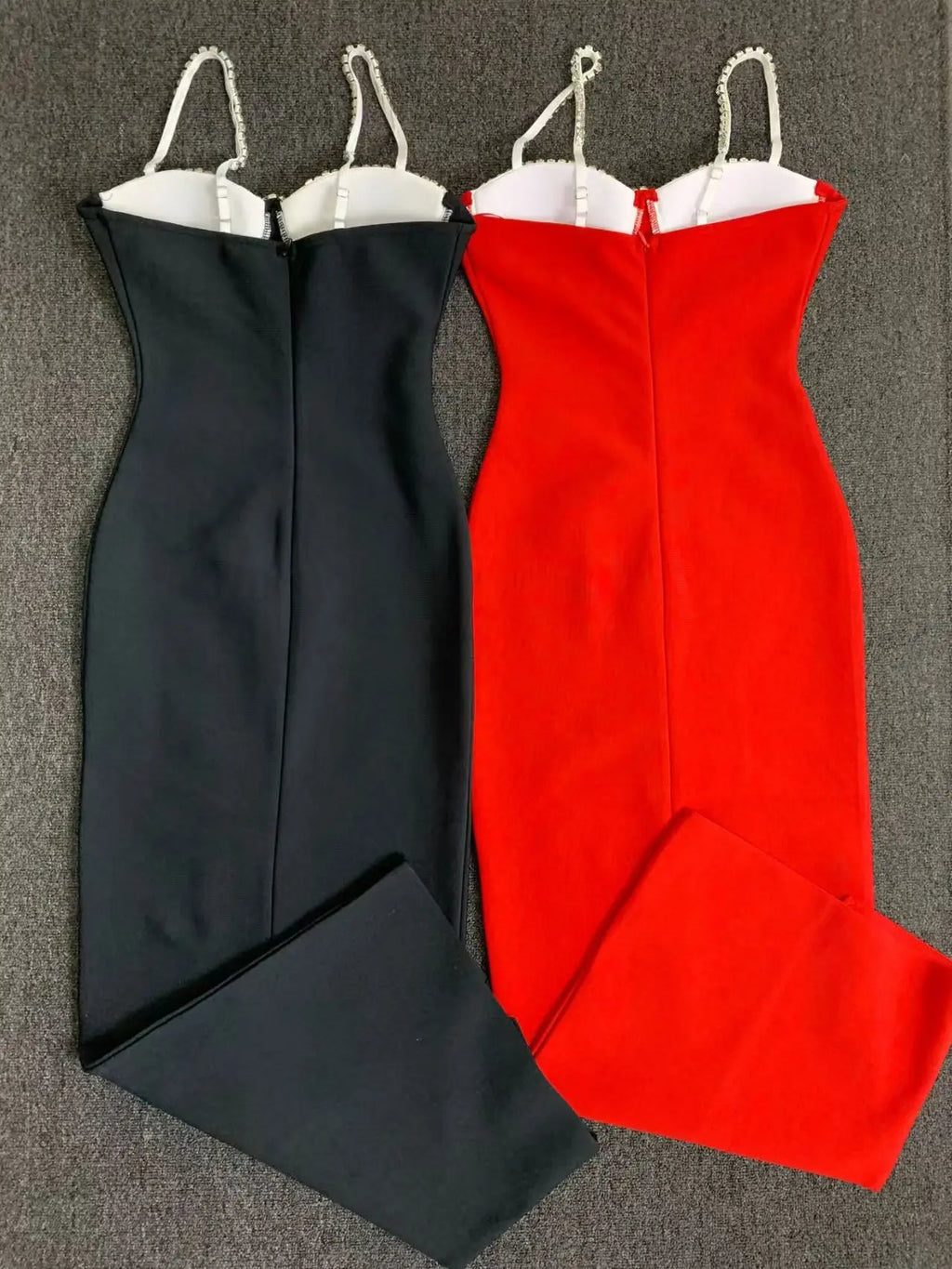 Black Red Color Women Sleeveless Sexy Strap Square Collar Bodycon Long Bandage Dress Nightclub Party Fashion Cocktail Dress