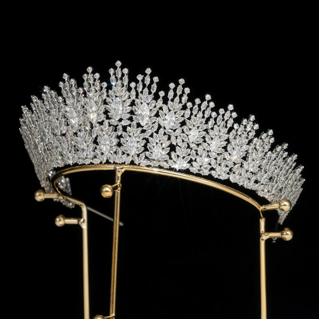 AAA Zircon Tiaras and Crowns Cubic Zirconia CZ Headband For Brides Prom Pageant Diadem Wedding Hair Accessories Bridal Jewelry