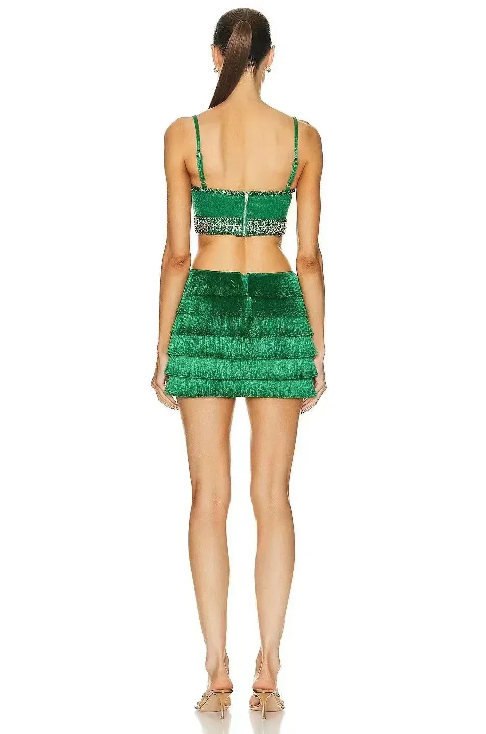 Stylish Tassel Sexy Hollow Out Spaghetti Strap Mini EvenDress  Summer Holiday Vocation Vestido Music festival Outfit