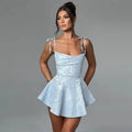 Jacquard Bow Strapless Backless Mini Dress