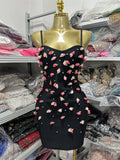 Women Sleeveless Sexy Strap Flowers Bodycon Bandage Mini Dress Celebrate Girls' Vacation Birthday Outfit black