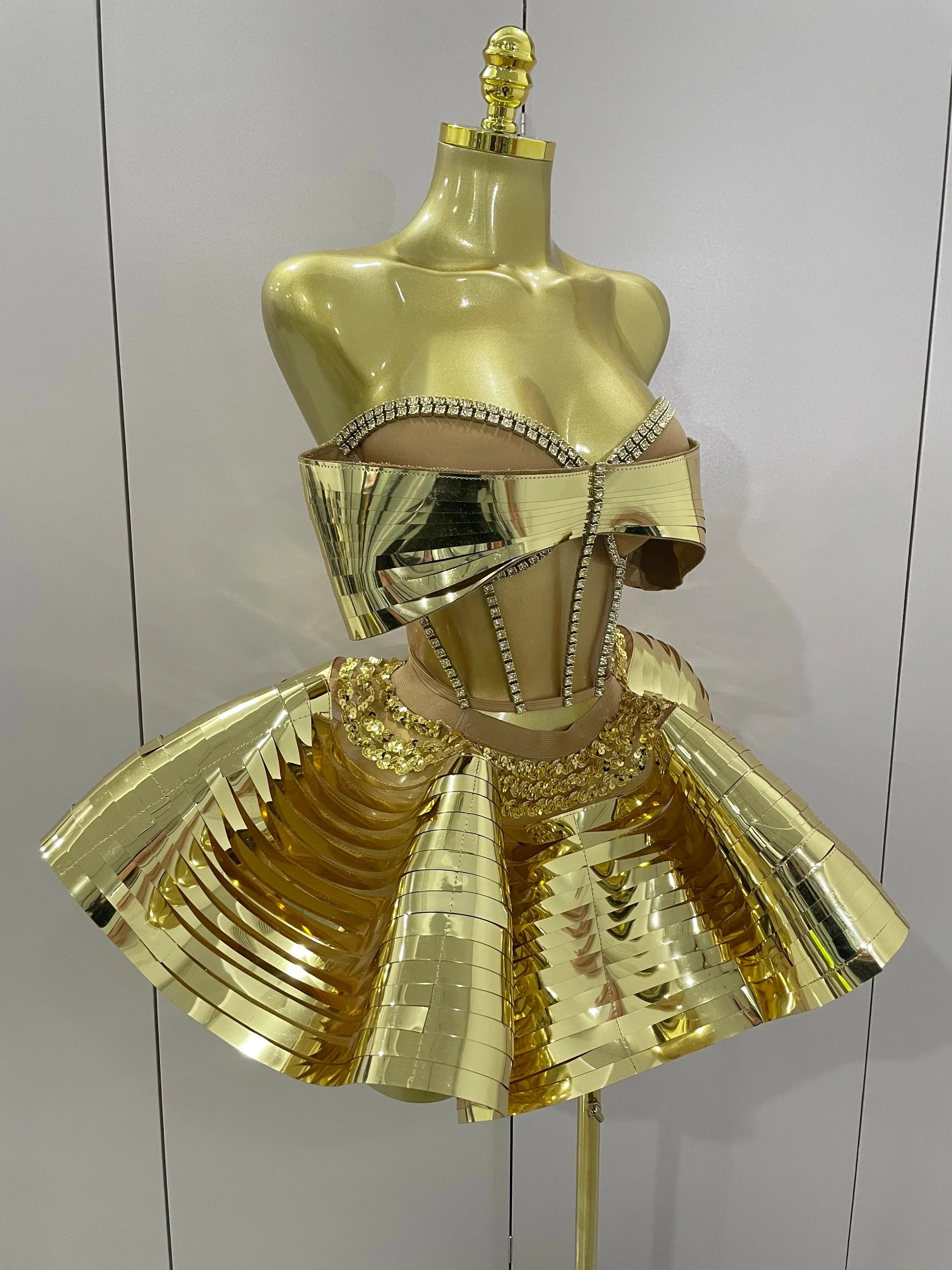 Women Silver Sequins Rhinestone Sexy Backless Two Piece Set  Birthday Party Club Fancy Outfit Stage Performance Costume
