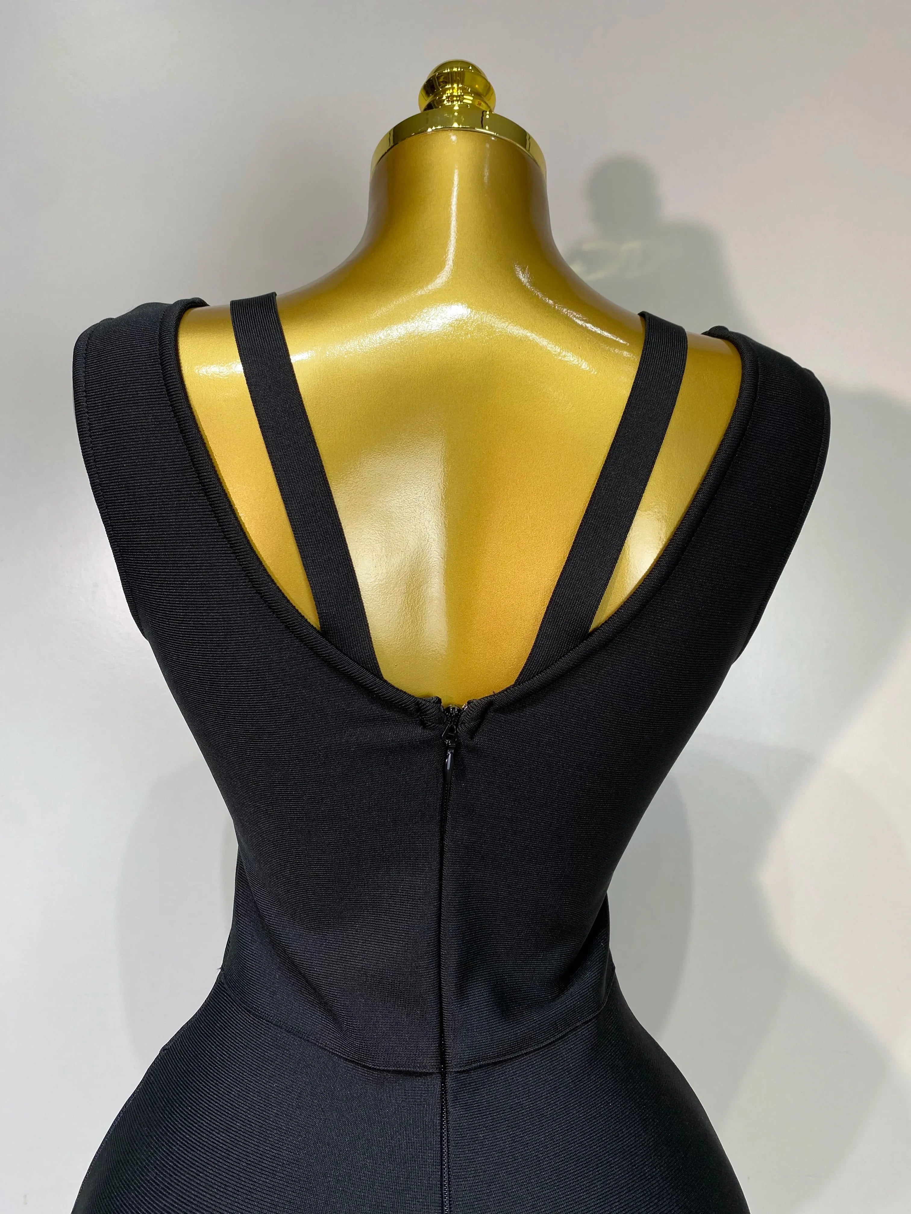 Women Black Elegant Bandage Dress Sexy Sleeveless Bodycon Evening Party Club Luxury Birthday Dress Wedding Guest Gown