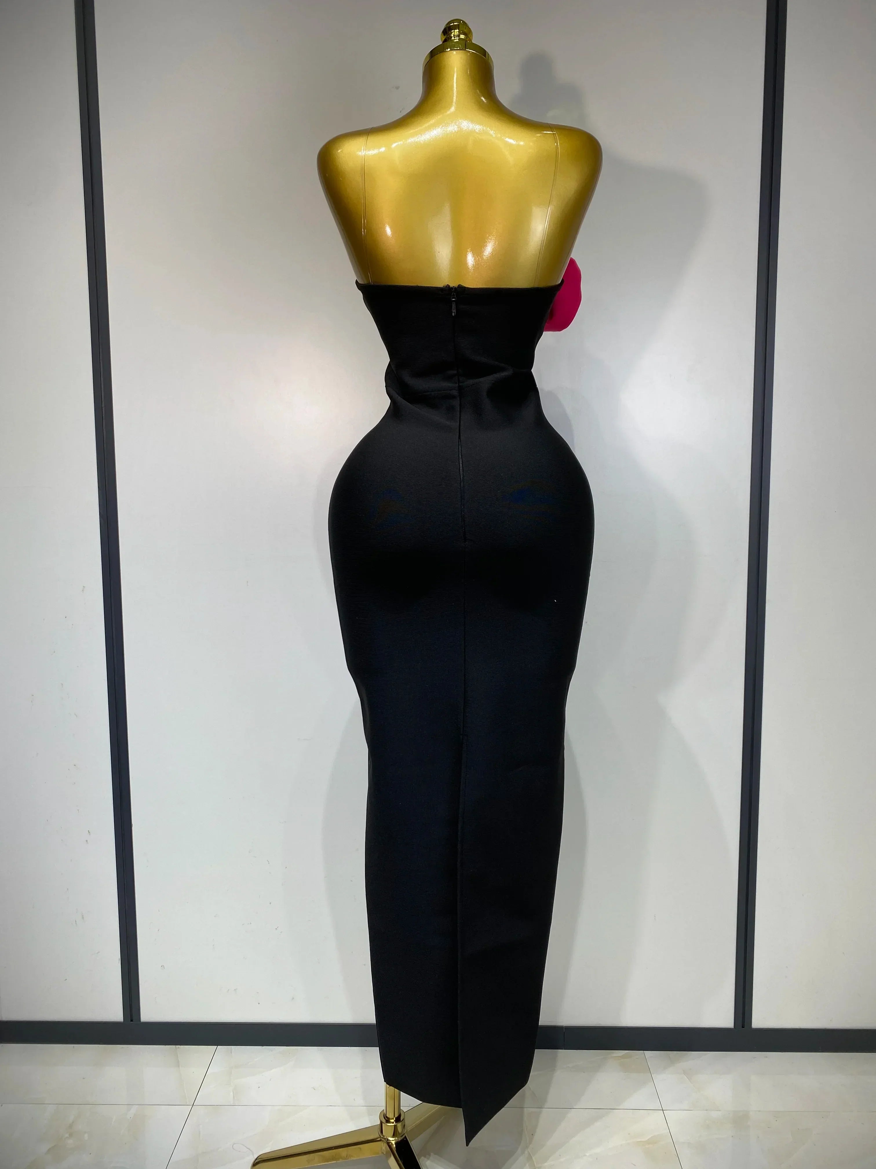 Women Sexy Strapless Backless Flower Patchwork Maxi Long Bandage Dress  Elegant Evening Club Luxury Birthday Party Dresses