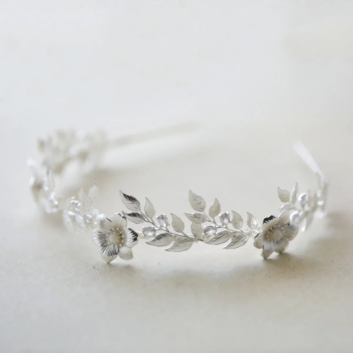 Bridal Hair Jewelry Flower Leaf Headband Hairband Silver Color Headpiece For Brides Women Headdress Headwear Wedding Accessories a