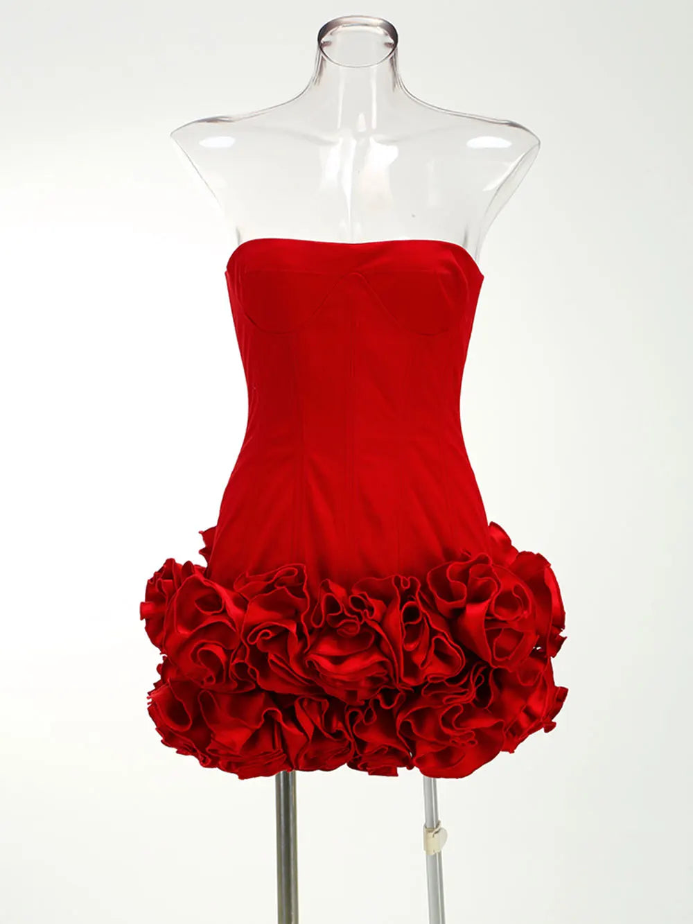 2024 Sexy Women'S Backless Drawstring Tied Dress Strapless Sleeveless Edible Tree Fungi Puffy Dress Cocktail Party Vestidos