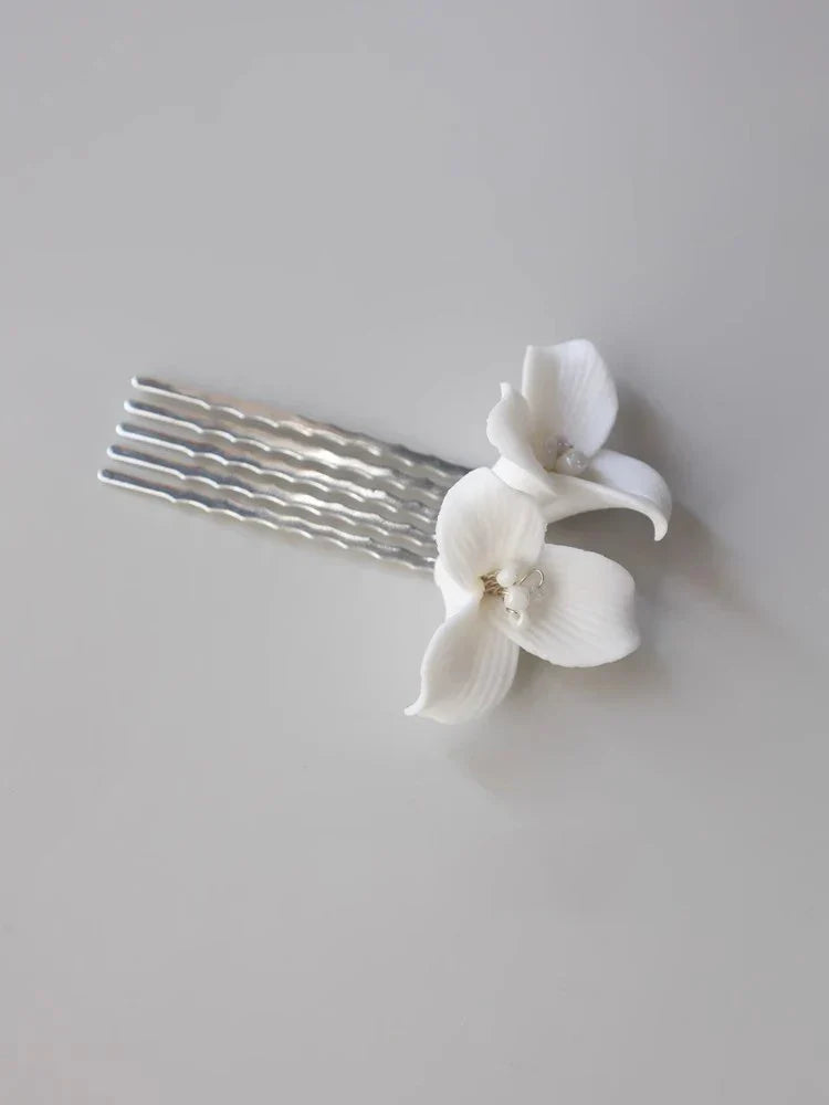 Bridal Jewelry Porcelain Flower Hair Comb Clip Pin Women Girl Head Piece For Bride Bridesmaids Hairpin Wedding Accessories 1pc silver color