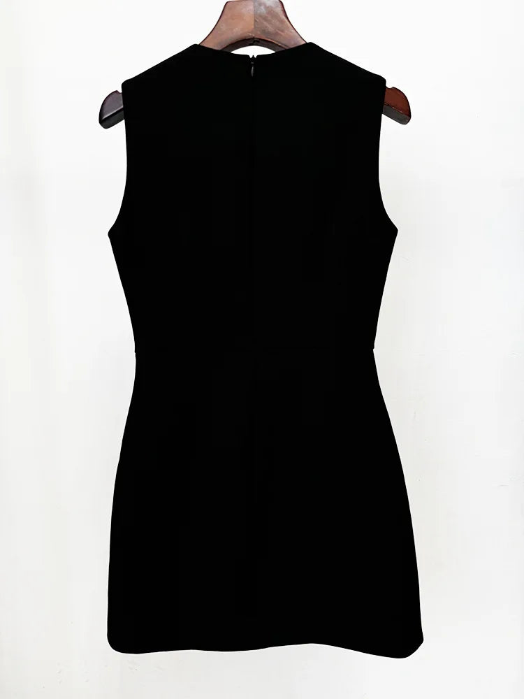 New Spring Women Sleeveless Sexy O-Neck Beading Straight Mini Dress Girls' Birthday Party Celebrate Dress Wholesale