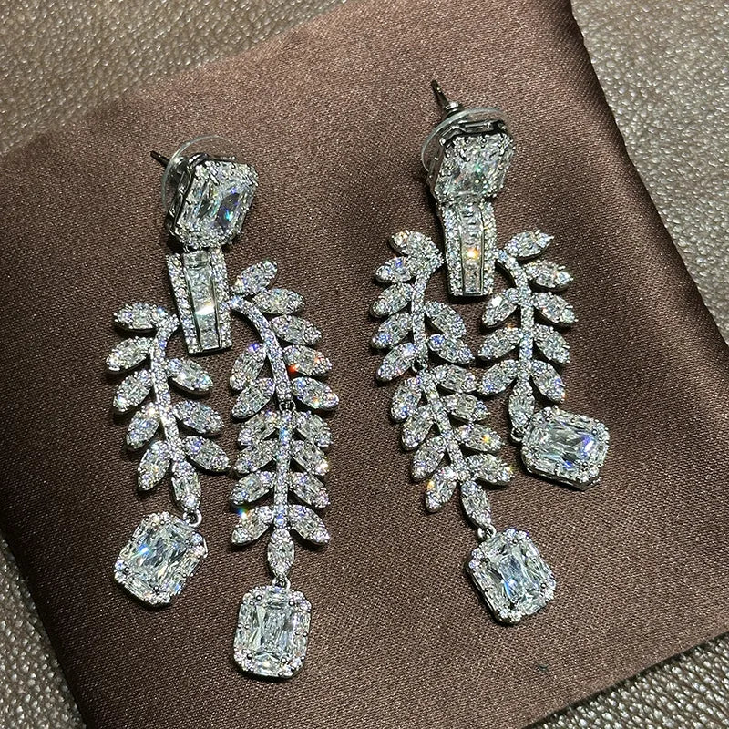 Luxury Zircon Wedding Earrings Cubic Zirconia Bridal Water Drop Earring For Bride Accessories Women Evening Party Dress Jewelry a