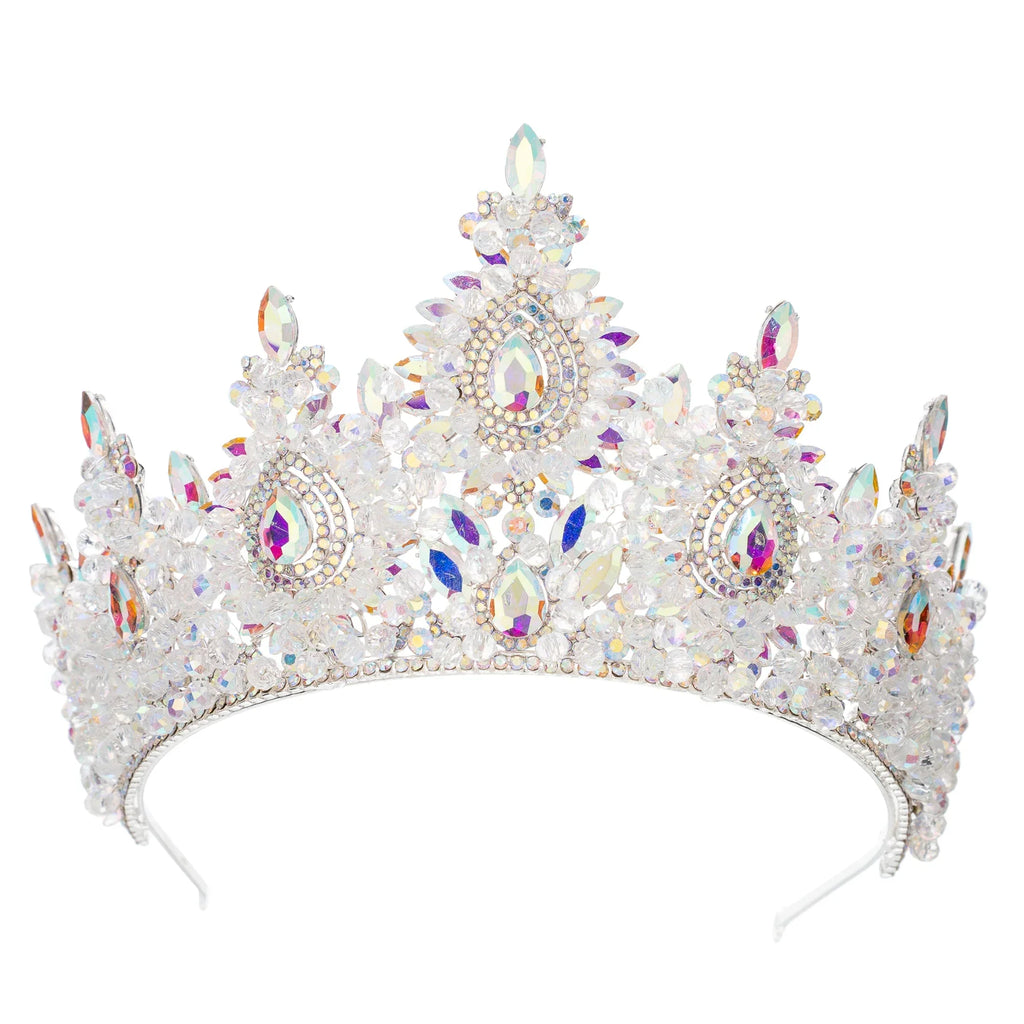 Crystal Queen Crowns For Women Princess Bridal Tiara Crown For Wedding Pageant Bride Headpiece Party Prom Hair Jewelry Headdress Blue Zinc Plated