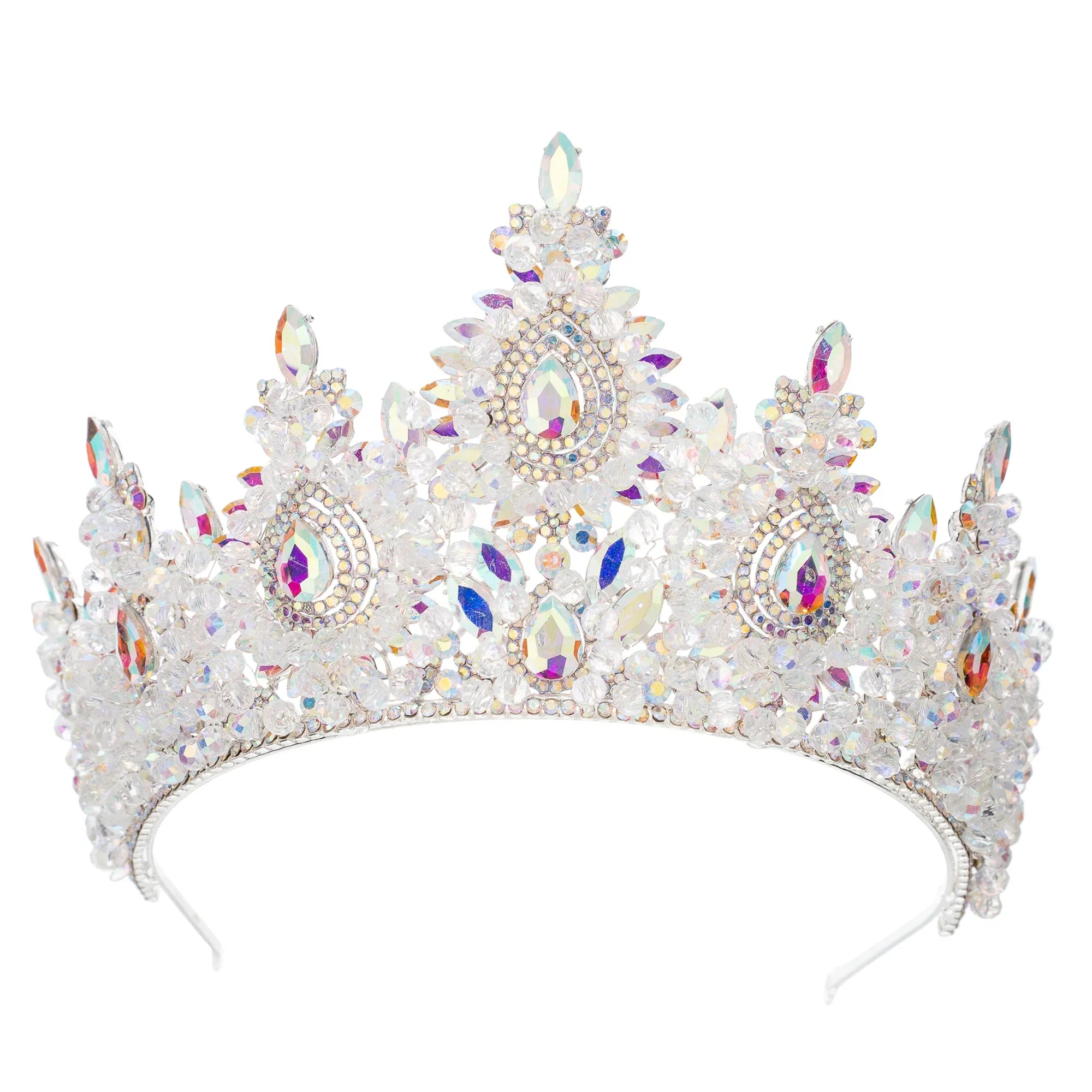 Crystal Queen Crowns For Women Princess Bridal Tiara Crown For Wedding Pageant Bride Headpiece Party Prom Hair Jewelry Headdress Blue Zinc Plated