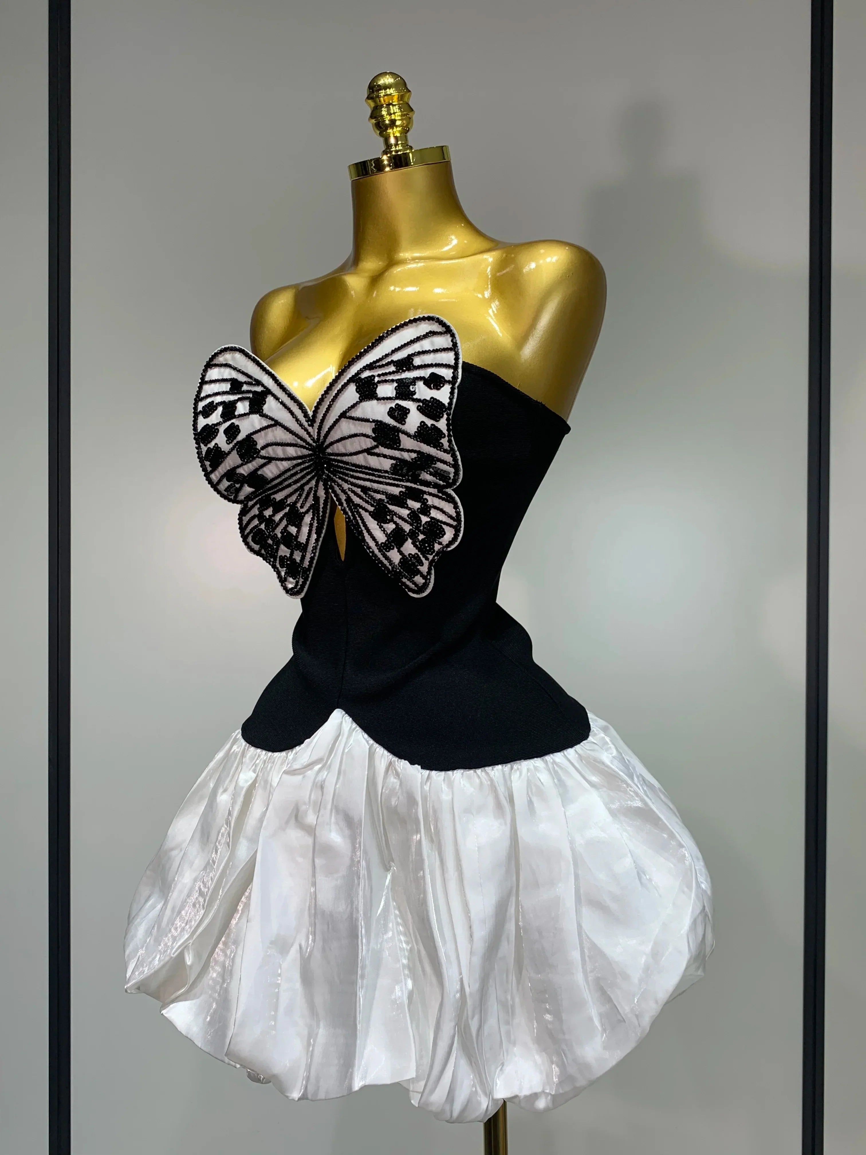 Elegant Evening Party Bandage Dress Sexy Backless Butterfly Sequin Designer Women Luxury Birthday Celebrity Fashion Show Dresses