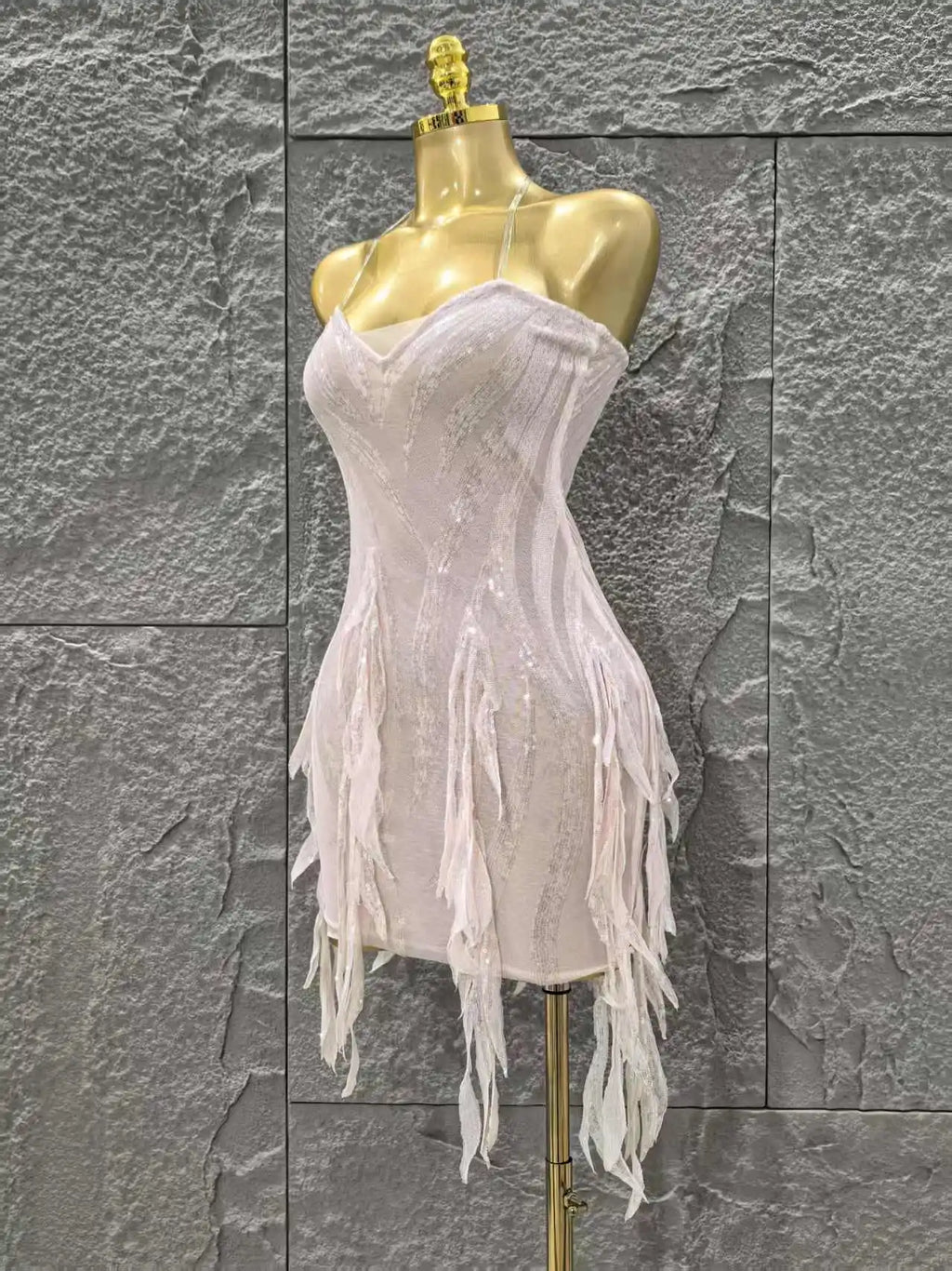Pink Color Women Sexy Strapless Sexy Sequins Bodycon Mini Dress Nightclub Party Girls' Birthday Cocktail Outfit