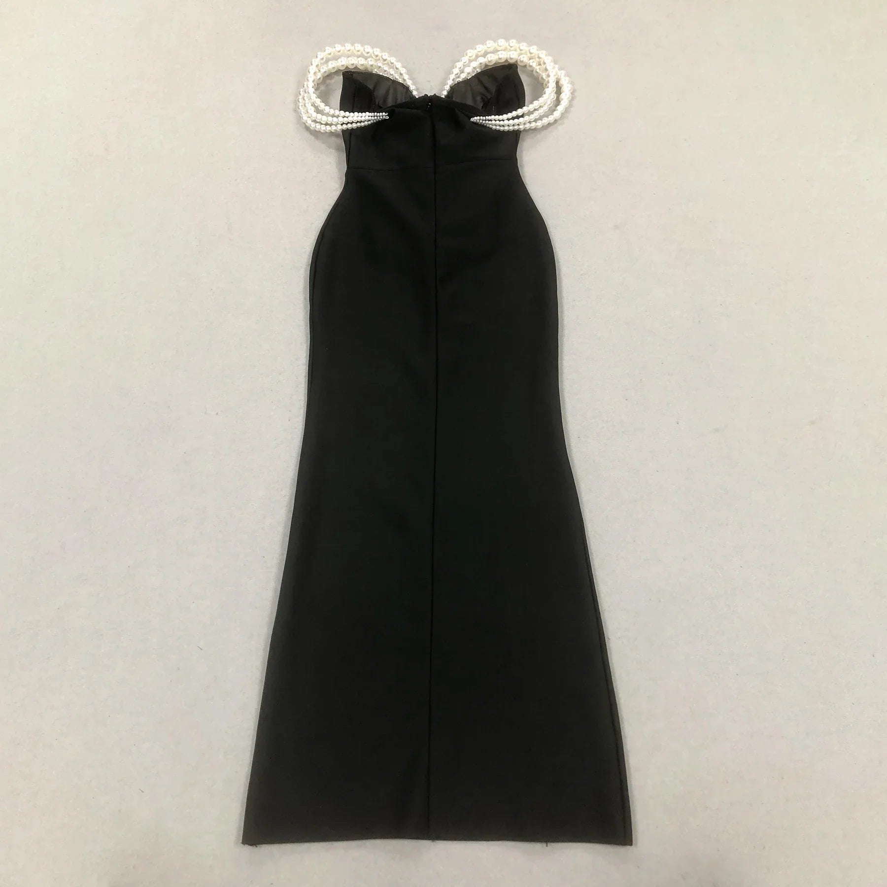 Arrival Women Sexy Big Pearl Beading Strapless Bodycon Long Bandage Dress Celebrate Evening Party Birthday Outfit