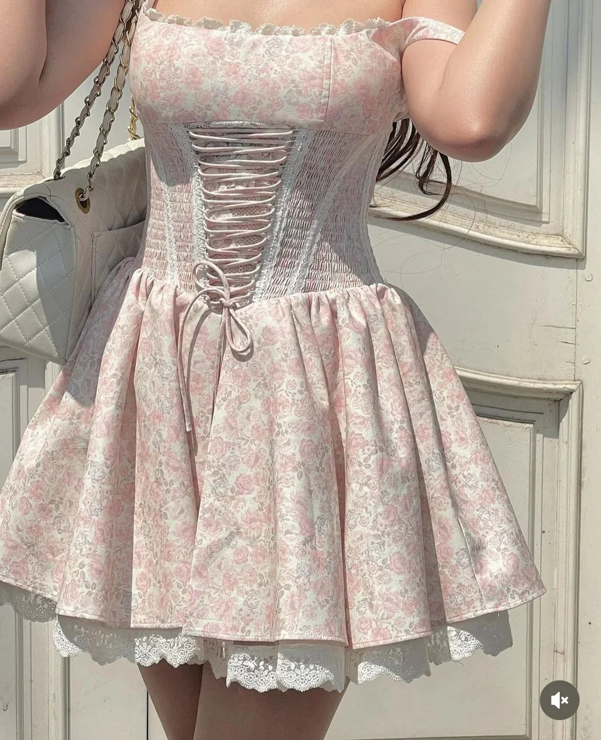 TAVIMART Summer Women's Dresses Bandage Waist Shaper Elastic Tie Princess Dress Sleeveless Lapel Short Beach Holiday Dress