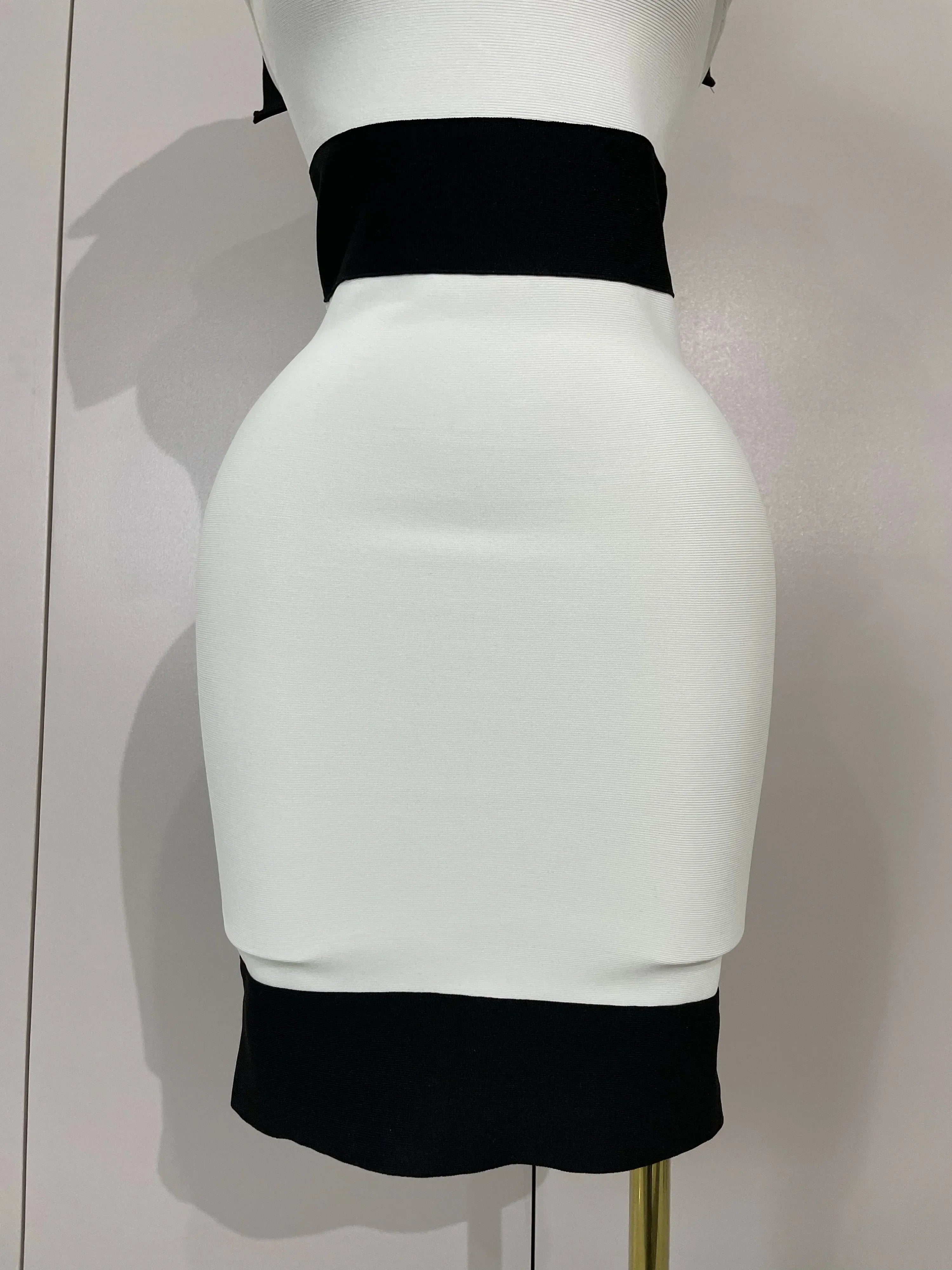 Sexy Bow Tie Black White Patchwork Bodycon Bandage Dress  Women Celebrity Elegant Evening Club Party Birthday Dresses