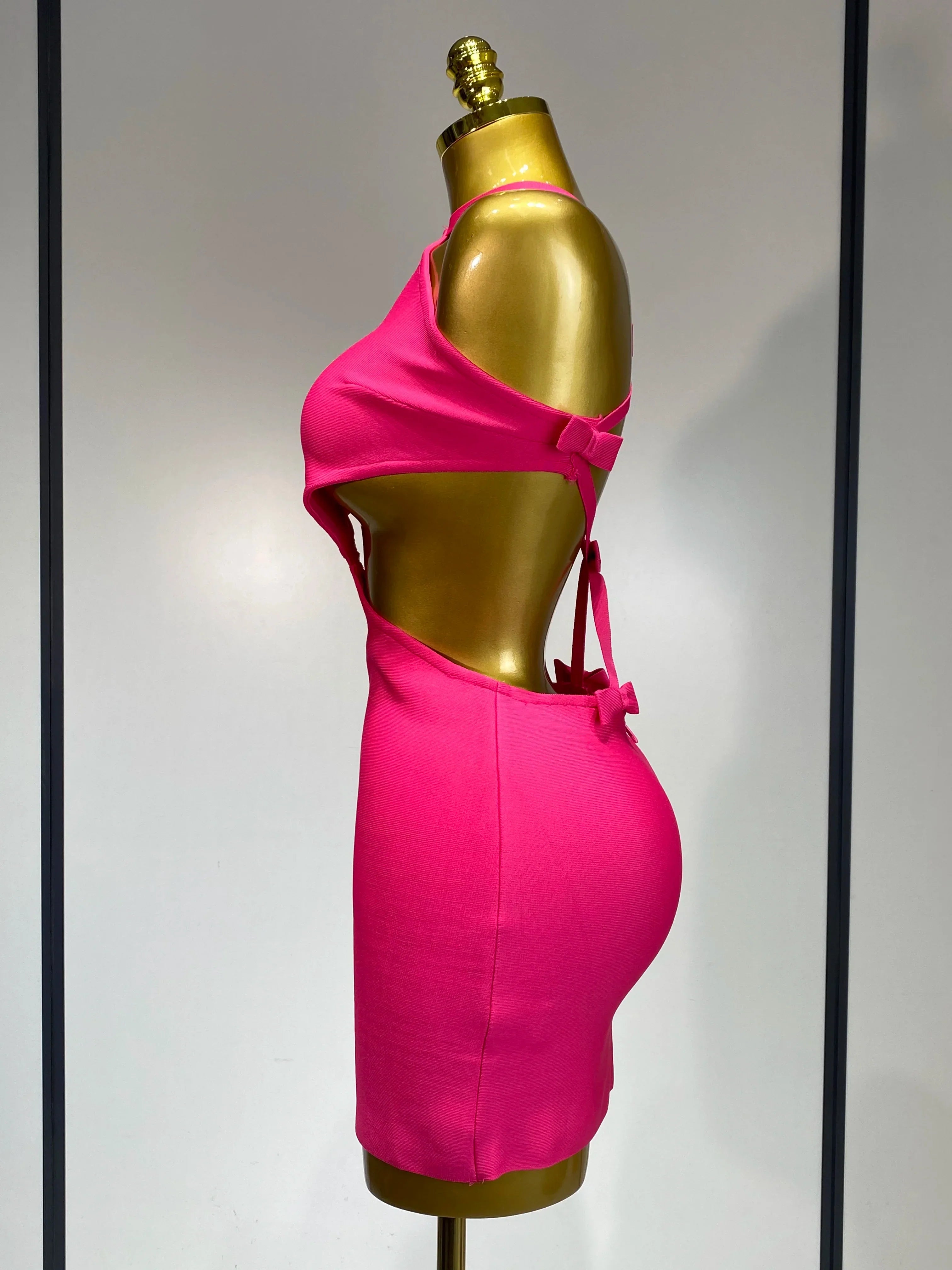 Women Luxury Sexy Backless Cut Out Bow Tie Mini Bodycon Bandage Dress Celebirty Elegant Evening Party Birthday Dresses