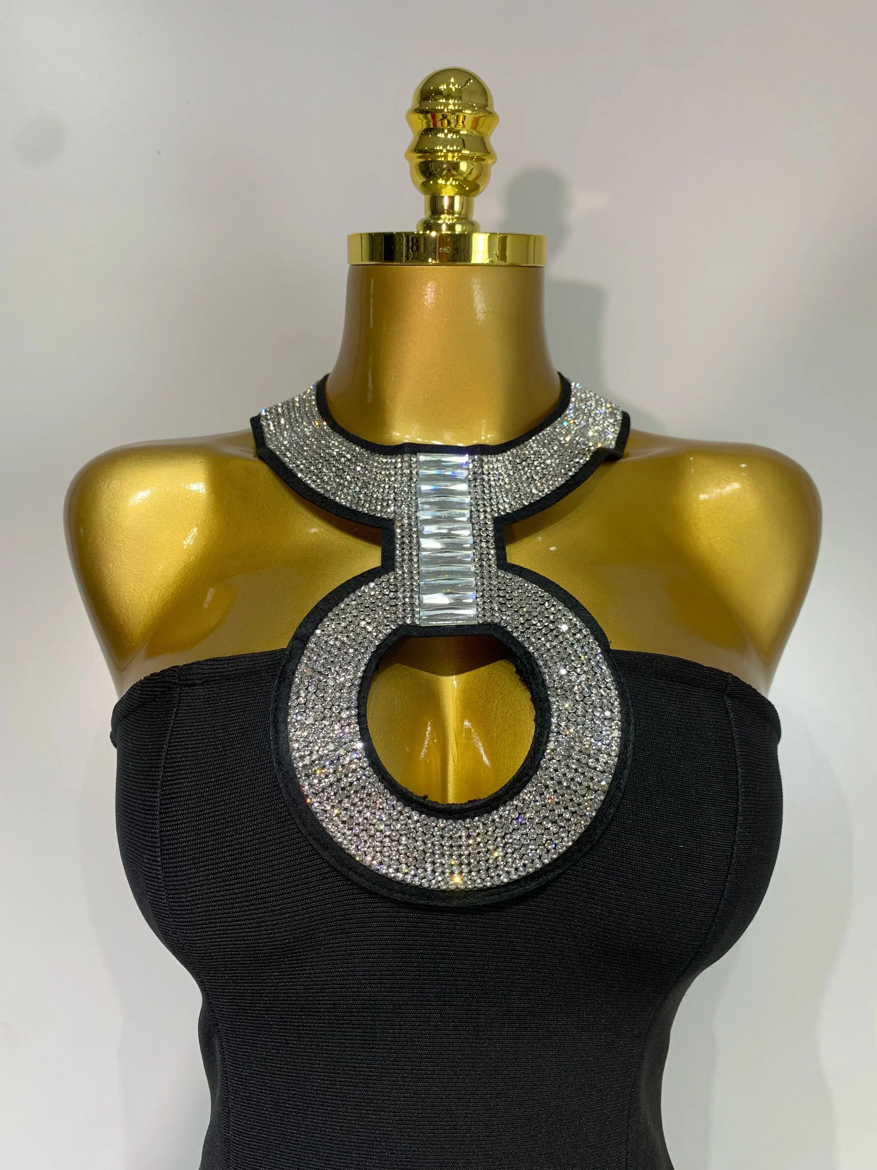Women Sexy Backless Diamonds Sparkly Black Bodycon Bandage Dress  Elegant Evening Club Luxury Birthday Party Dresses