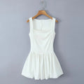Spring Pink Sweet Mini Dress Women Square Collar Sleeveless Short A line Vestidos Elegant Fashion Casual Female Dresses 2025