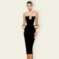 Celebrity Red Carpet Dress Women Sleeveless Sexy Halter Bodycon Mini Bandage Fashion Keyhole Evening Nightclub Party Outfit black